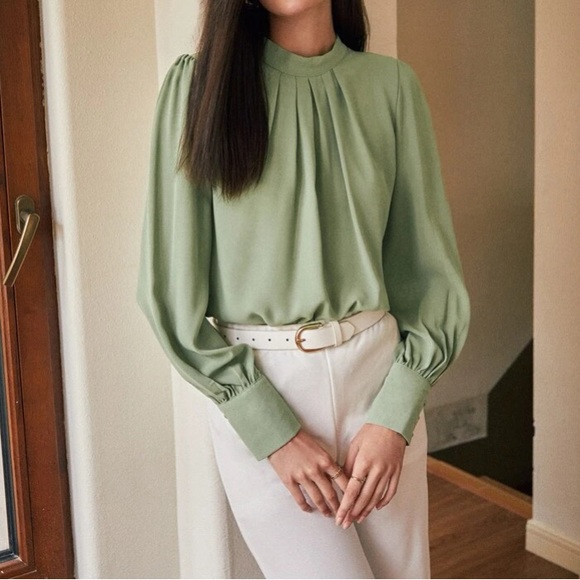 Boho button detail sleeve keyhole back blouse